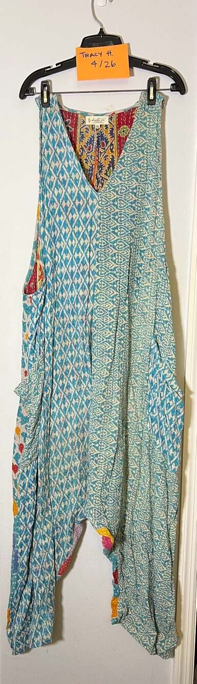 Kantha Bae Vintage Kantha Quilt Harmony Jumpsuit Heart Print One Size
